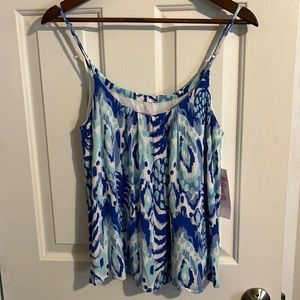 Lilly Pulitzer Serene Blue Tropi Call Me Resort Beach Spaghetti strap top